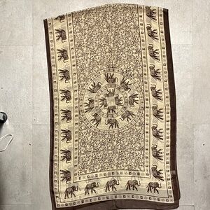 Elephant Print Beige and Brown Scarf